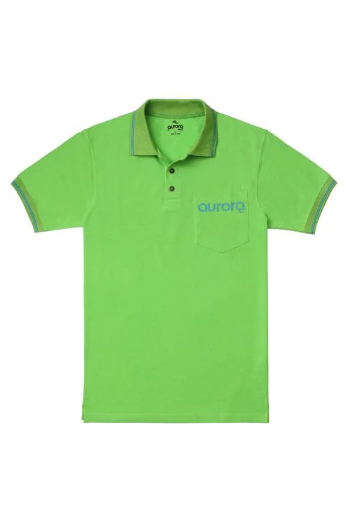 Aurora Shine Men's Solid Light Green Polo T-Shirt With Pocket
