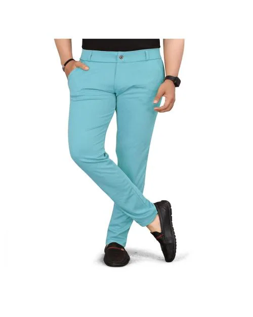 VIRADIYA ENTERPRISE Men's Lycra Trousers For Party Festive Wear (Light Blue);Size :- 28
