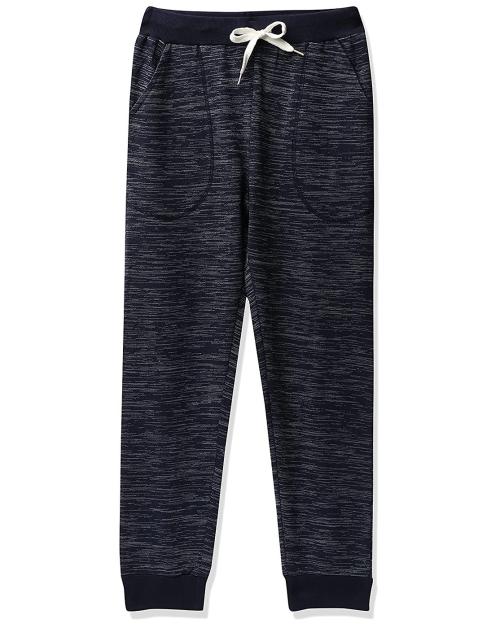 CLOTTH THEORY Boys Navy 100% Cotton Solid Single Track Pants