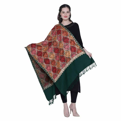 ROYAL-E-KASHMIR MATKA DARK GREEN SHAWL