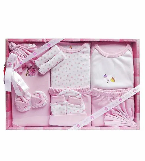 EIO New Born Baby Clothing Gift Set -13 Pieces (Pink)