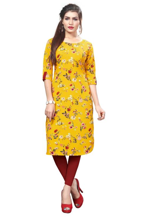 Dsk Studio Women Yellow All over print Crepe Kurta