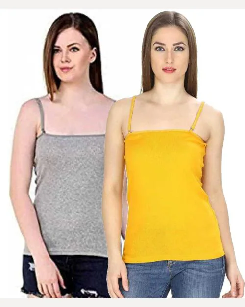 Buy Snappy Dresser's Cotton Slips / Snaghetti for girls in Grey