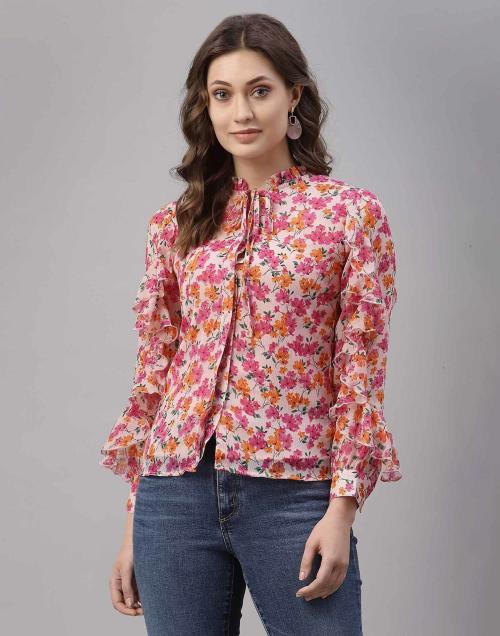 Selvia Women Multicolor Printed Chiffon Top | tops for women | tops | women tops