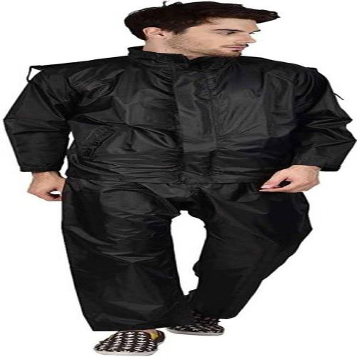 Buy YOUTH ROBE Men Black Solid Polyester Blend Raincoat with Bag - L ...