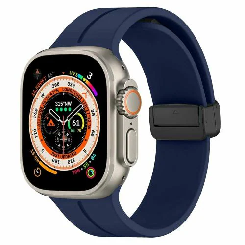 SACRITI Compatible with Apple Watch Straps 49mm 45mm 44mm 42mm and 41mm 40mm 38mm iWatch Series 9 8 7 6 5 4 3 2 1 Ultra 2/Ultra, SE/SE2, Strap Band Soft Silicone Magnetic Folding Buckle Sport Replacement watch strap Bands.( 38mm/40mm/41mm, Midnight Blue)
