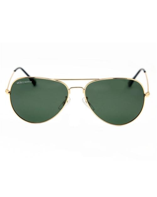 Classic Aviator Sunglasses for Men and Women, Unisex Polarized 100% UV Protected Sunglasses, Goggles, Medium Size, Gold Frame with Green Lens by Micelo Martin, Gifts for Men, Women, Husband, Birthday