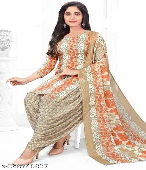 FOOTPAID Glory Women's Lucky Cotton Blue Unstitched Salwar Suits