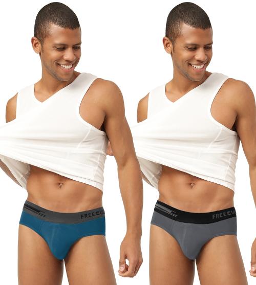 FREECULTR Men's Midnight Blue, Ash Grey Solid Pure Modal Briefs