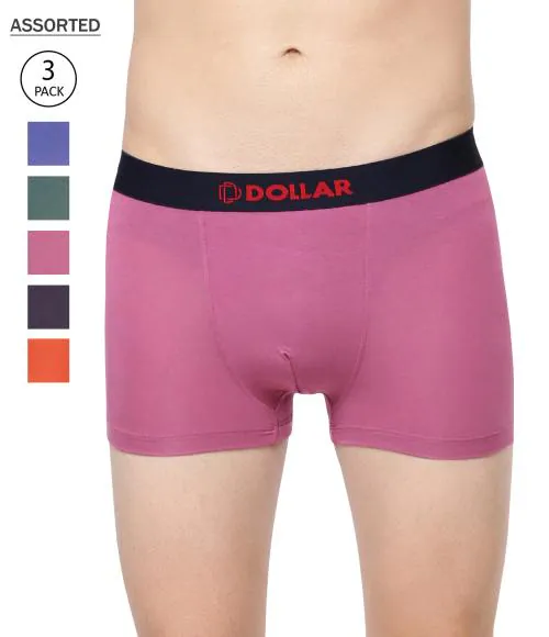 Dollar Bigboss Men's Assorted Pack of 3 Trendy Plain Trunk