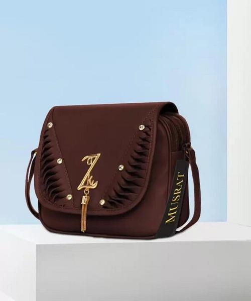 Grabon Womens Polyurethane Brown Casual Medium handbag Bag