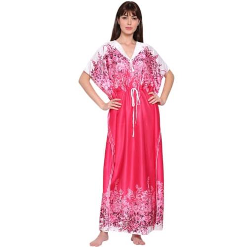 Buy Women's Cotton Kaftan Nighty/ Night Gown Satin Printed 100 
