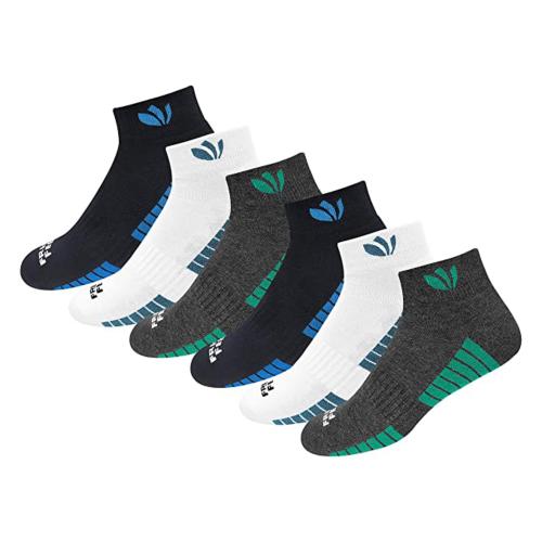 FRESH FEET Men's Cotton Ankle Length Socks, Free Size, Pack of 6 (Multicolor)