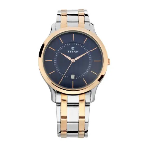 Titan Analog Dial Blue Band Rose Gold Karishma Watch Nm1825Km01 For Men