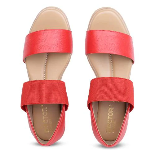 DOCTOR EXTRA SOFT Women's Red Ortho Sandals Orthopaedic Diabetic Daily Use Dr Sole Footwear Casual Office Wear Stylish Fashion Comfort Slip on Chappals Slippers for Ladies & Girl's ART 536