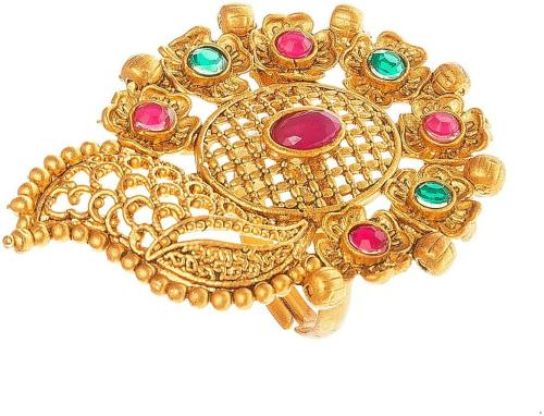 Aadita Gold Plated Alloy Diamond Adjustable Ring for Women and Girls