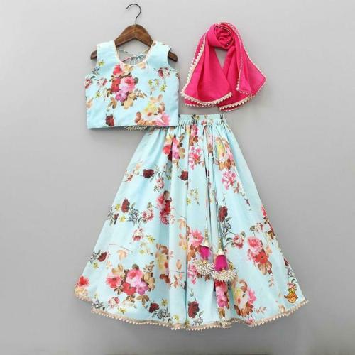 Kedar Fab Girls Silk Printed Lehenga Choli With Blouse