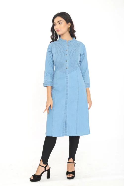 SALWA DENIM KURTI CROSS LIGHT L