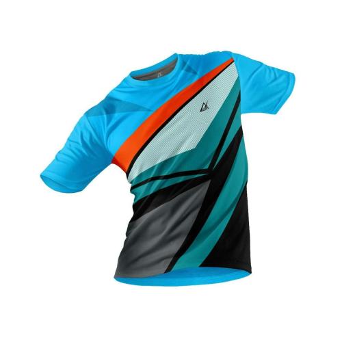JJ TEES Polyester Half Sleeve Jersey with Round Collar and Digital Print All Over for Men (Color: Multicolor, Blue)