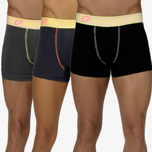 UNDER KLEDER Men's Cotton Underwear(Pack of 3).Virgin cotton trunks for all day sweat free performance.