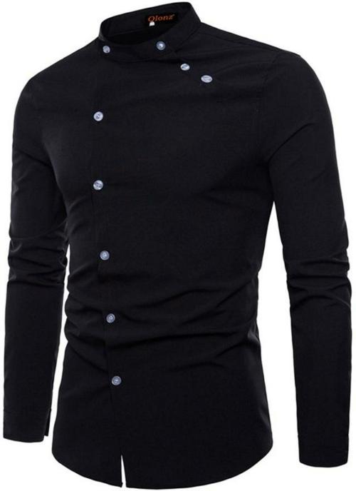 Rebelify Men Full Sleeve Mandarin Collar Solid Shirt | Mens Shirt | Shirts for Men | Shirts