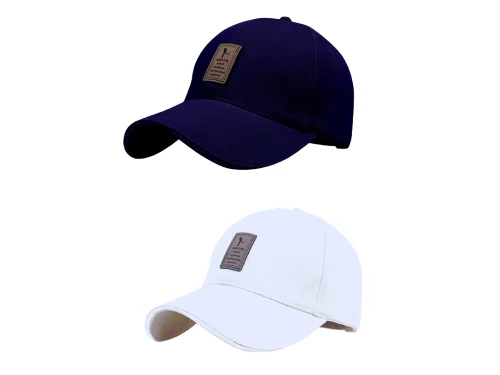 CLASSYMESSI EDIKO Cap Combo Pack of 2 Cotton Cap for Men's and Women's BLUE WHITE