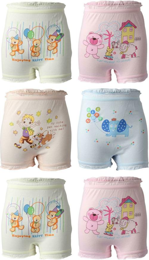 BodyCare Girls Printed Cotton Blend Pack of 6 Bloomers (1-2 Y)