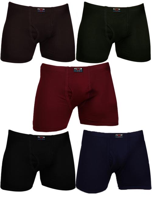 HAP Mens Cotton Trunk Inner Elastic Underwear/ Long Drawer/Brief/ Pack of Five_Multicolor_M