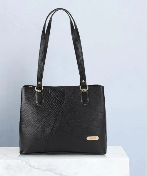 Pursolet - Full-Grain Natural Genuine Leather Top-Handle Handbags & Shoulder Bags For Women Office Branded Stylish Latest(Black)