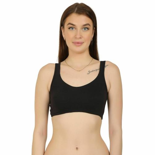 Bureaucrat Everyday Bra for Women - Slip-On Sports Bra for Girls - Antibacterial Quick Dry Fabric - Non-Padded and Wirefree T-Shirt Bra (Large, Black)