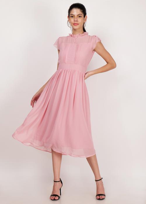 Amoredo Women Long Georgette One Piece Modern Dress Regular Fit With Half Sleeves for girls