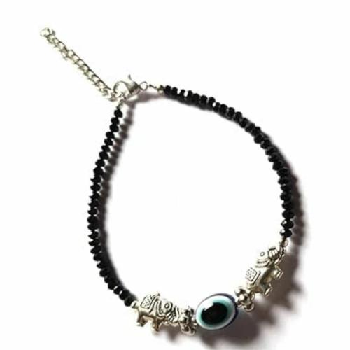 SHIVAAY TRADERS Viraasi Black Beads Elephant Design Charm Evil Eye Bracelet for Girls and Women Bracelet, Stone, Pearl