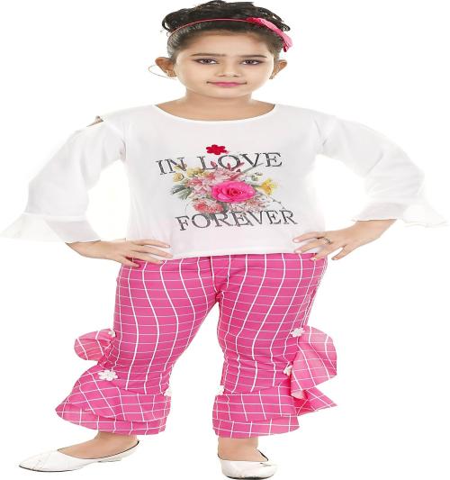 F2CLUB Girls Party(Festive) Top Pant (White)