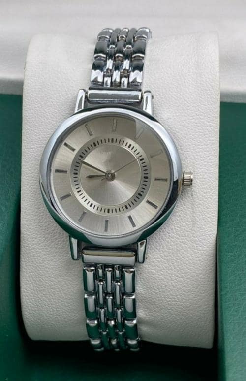 Farp analog stainless steel silver colour white dial womens watch ladies watch