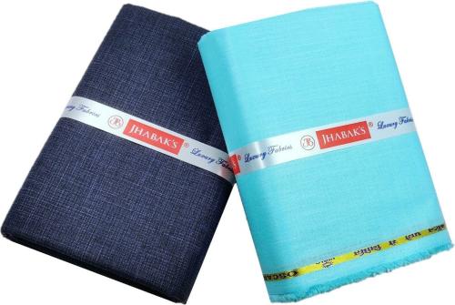 JHABAK'S Light Turquoise Men Self Design Pure Cotton Shirt & Trouser Fabric