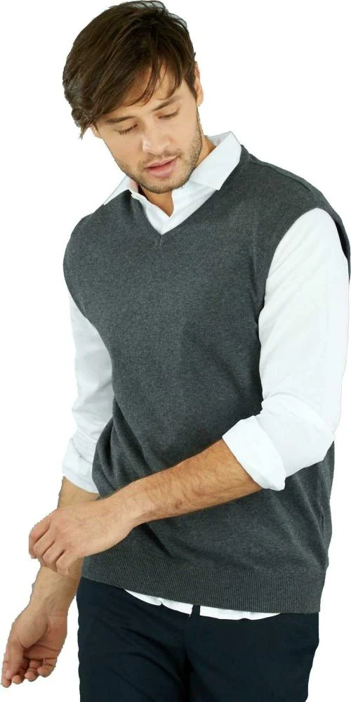 BASE 41 Men Grey Soild Cotton Blend Sweater