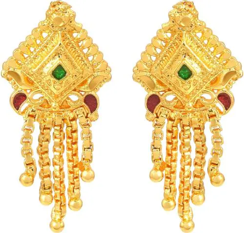 ADMIER Gold Plated Brass square Design raswara work Meenakari Handmade Stud Earrings For Girls Women.