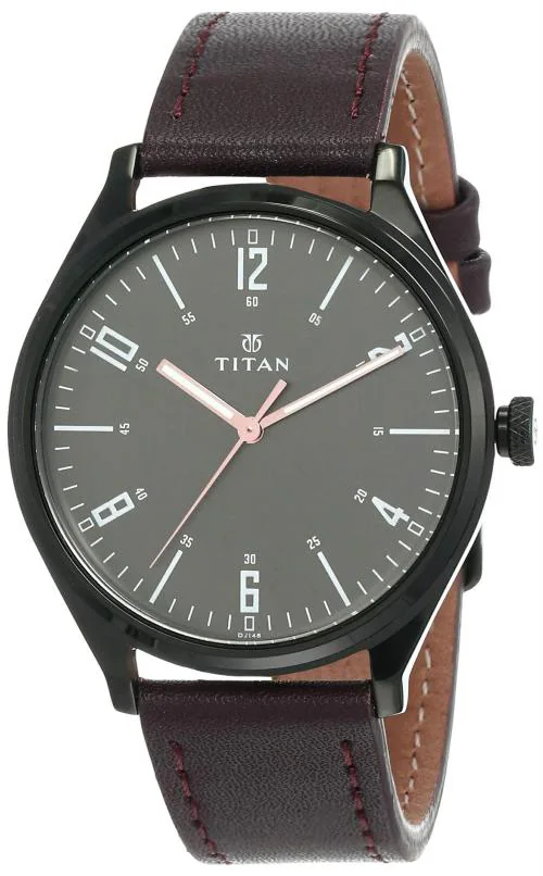 Titan Analog Dial Black Band Brown Neo Iv Watch-Nl1802Nl01 For Men