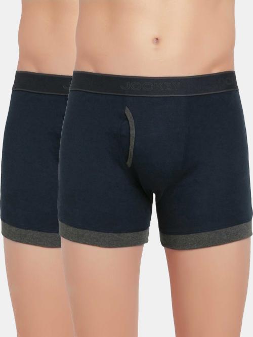 Jockey 1017 Men's Navy & Charcoal Melange Solid Cotton Boxer Briefs