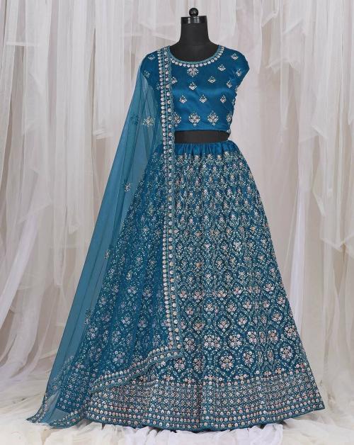 HALFSAREE STUDIO Morpich Net Embroidered Latest Lehenga Choli