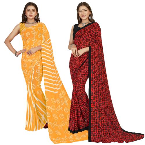Anand Women Multicolor6 Self Design Pattern Georgette Pack of 2 Saree With Blouse