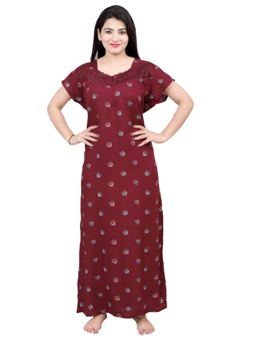 NACNO Women's Rayon Cotton Sleepwear Nighty/Maxi/Nightgown