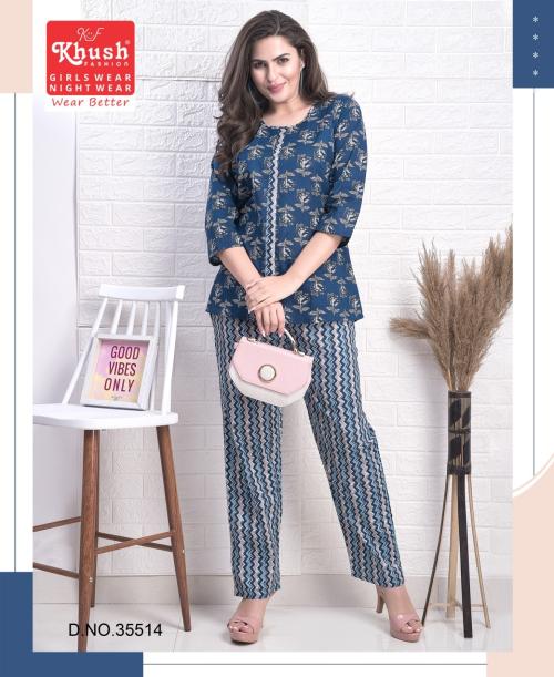 KF Khush Womens Night Suit Set of Top & Pyjama