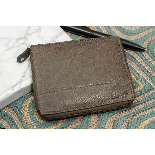 LUYF Slate Vegan Leather Wallet for Men| Premium Finish Wallet| RFID Wallet for Men| Purse Grey.,