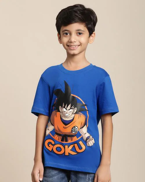 Kidsville Dragon Ball Z Printed Blue T-Shirt for Boys