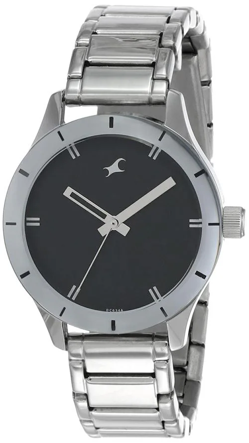 Fastrack Analog Dial Black Band Silver Monochrome Watch - 6078Sm06 For Men
