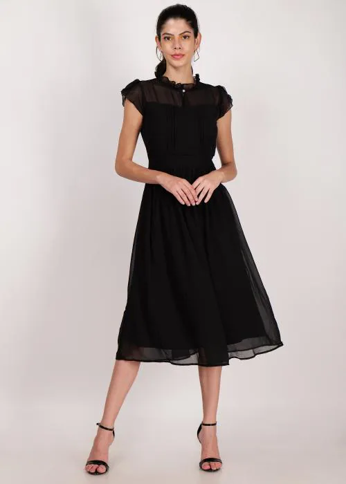 Amoredo Women Long Georgette One Piece Modern Dress Regular Fit With Half Sleeves for girls