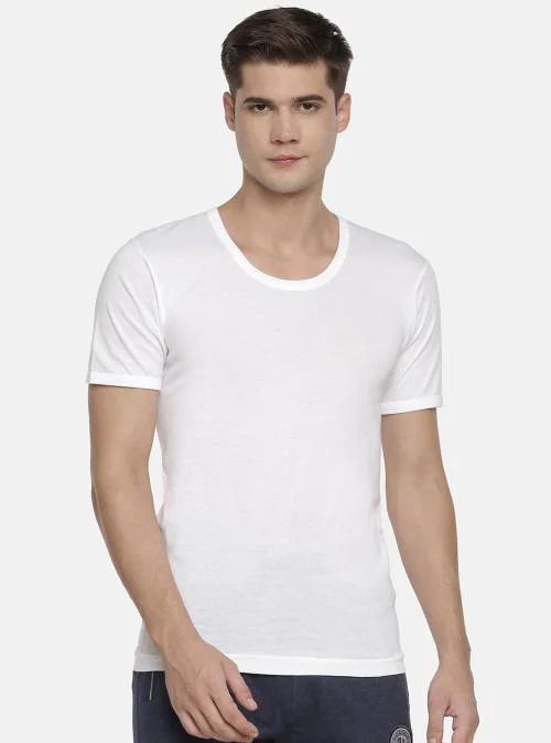 Rupa Macroman M Series Men's White Solid 100% Cotton Pack of 2 Vest