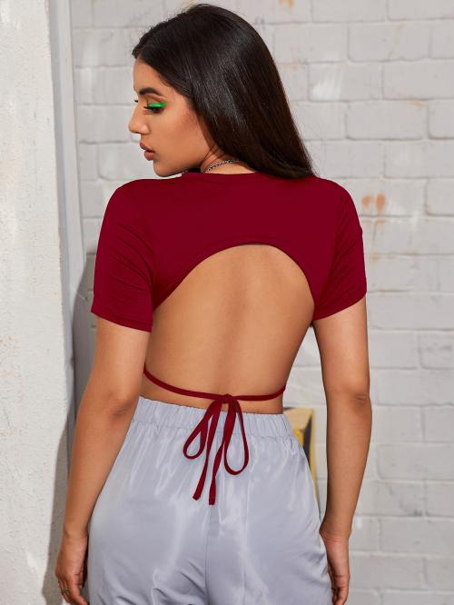 Aahwan Women's Solid Backless Crop Top