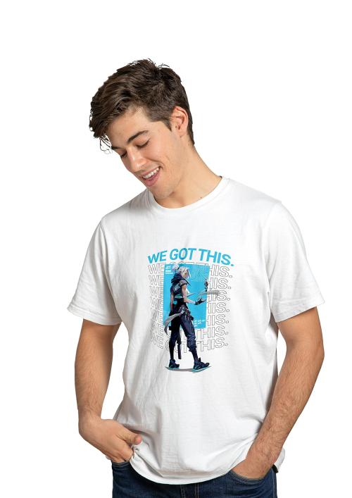 Lups Men And Women White Valorant Jett Digital Printed Cotton T-Shirt (M)